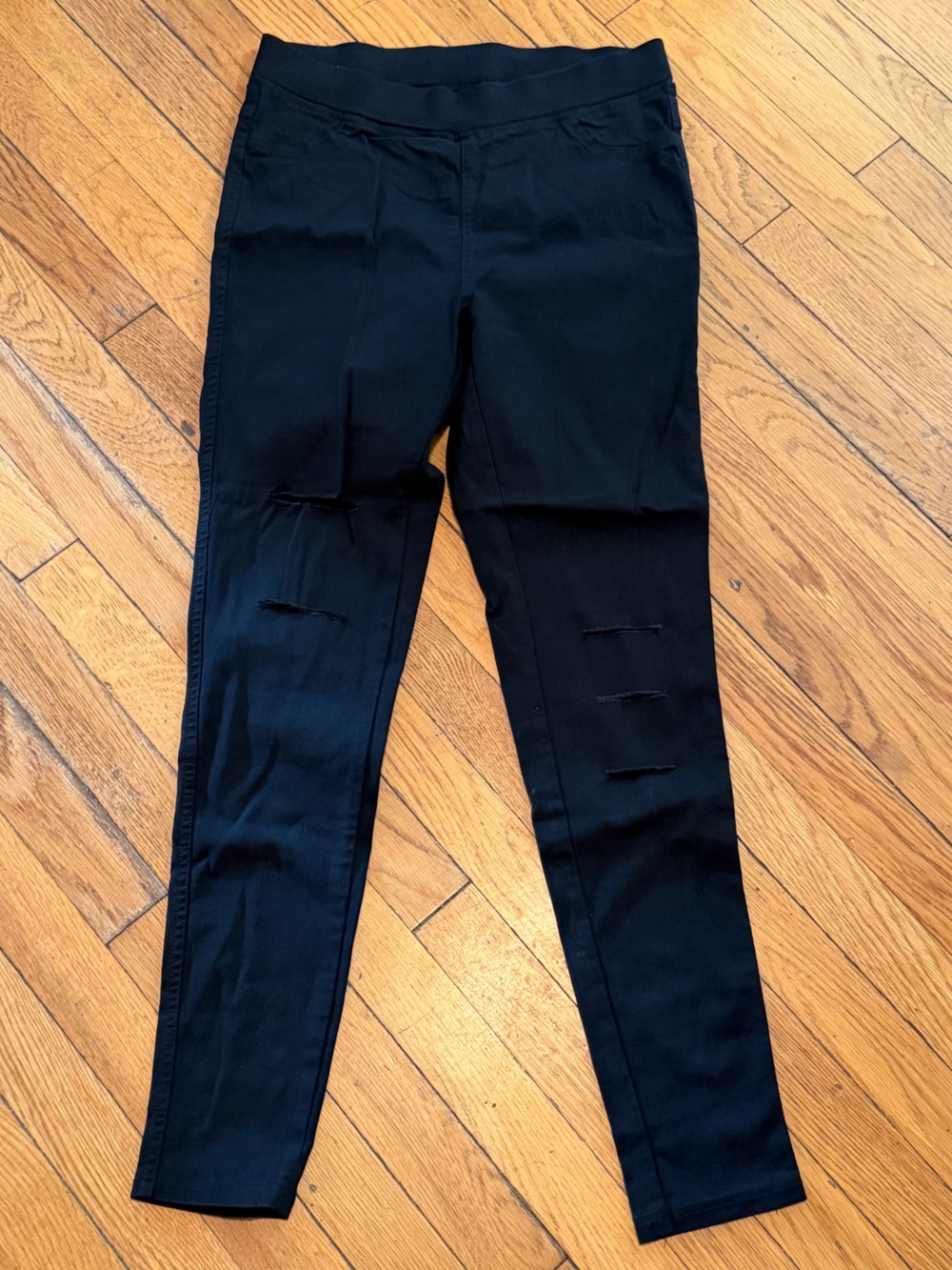 Lightly Distressed  Black Stretch Leggings